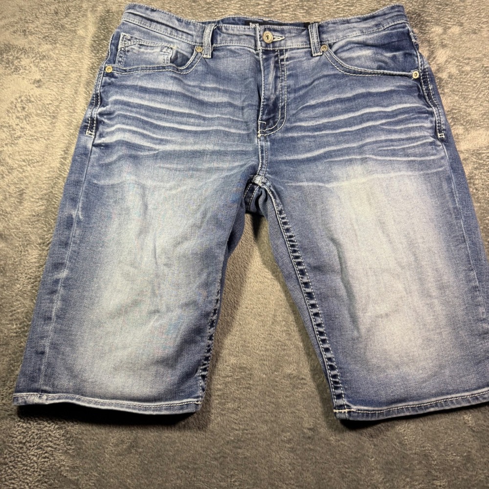 BKE Derek Men's Denim Shorts Size 36 Blue Jean Stretch Distressed Inseam 11"